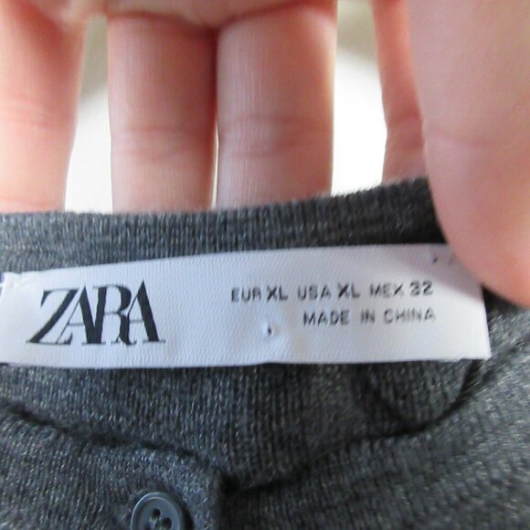 Zara Henley Top Sweater Women XL Grey Wool Acrylic Long Sleeve Knit Casual 248 - Picture 3 of 10